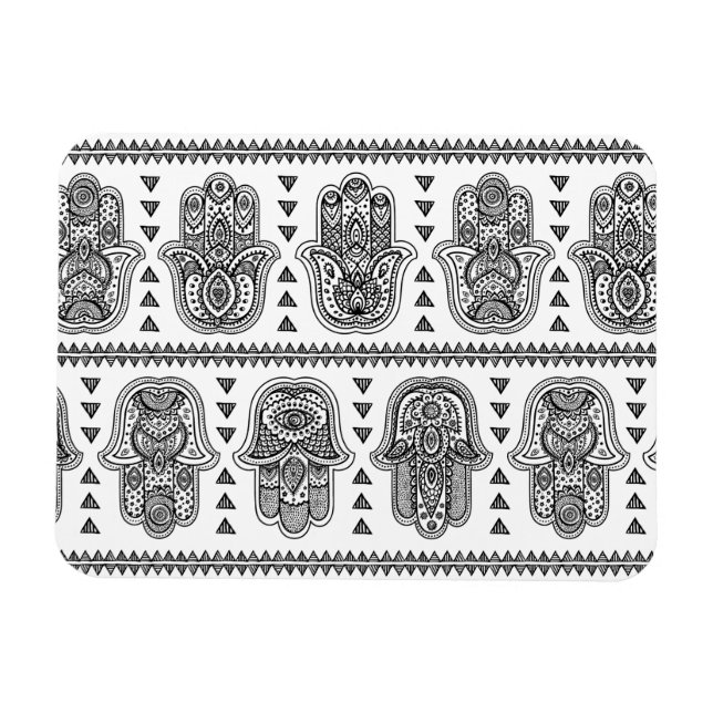 Indiska Hand plockade Hamsa Doodle Magnet (Horisontell)