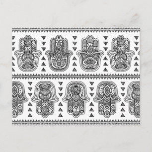 Indiska Hand plockade Hamsa Doodle Vykort