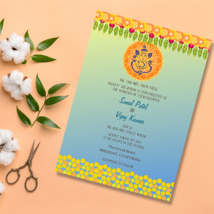 Indiska Hindu Bröllop Ganesha-Blommigten Inbjudningar
