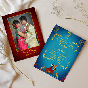 Indiska Hindu Bröllop par Image Golden Peacock Inbjudningar