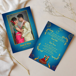 Indiska Hindu Bröllop par Image Golden Peacock Inbjudningar