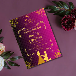 indiska Hindu-Förlovningen Ceremony Rosa & Golden Inbjudningar