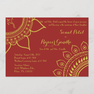 Indiska Hindu Ganesh Wedbjude Garba Mehndi Inbjudningar
