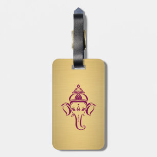 Indiska Hindu Gud Ganesh /Ganesha Guld Maroon Bagagebricka