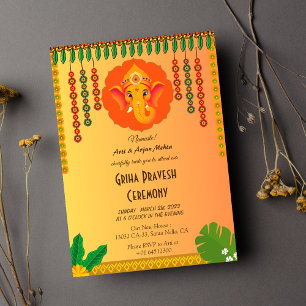 Indiska Hindu House Warm Griha Pravesh Inbjudningar
