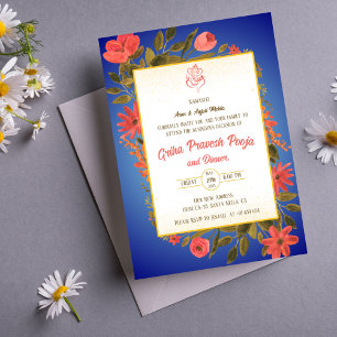 Indiska Hindu Houseuppvärmta Griha Pravesh Inbjudningar