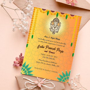 Indiska Hindu Houseuppvärmta Griha Pravesh Inbjudningar