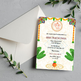 Indiska Hindu Houseuppvärmta Griha Pravesh Inbjudningar