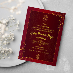 Indiska Hindu Houseuppvärmta Griha Pravesh Inbjudningar