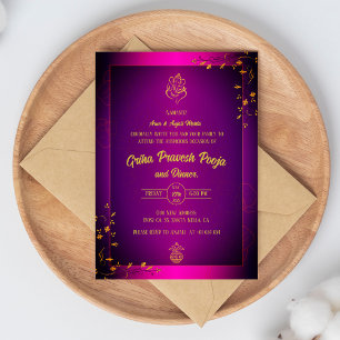 Indiska Hindu Houseuppvärmta Griha Pravesh Inbjudningar