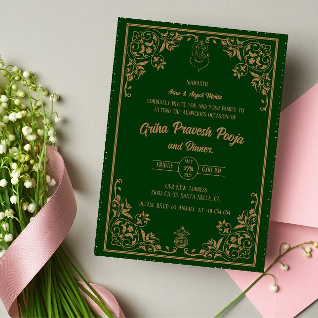 Indiska Hindu Houseuppvärmta Griha Pravesh Inbjudningar (Skapare uppladdad)