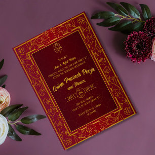 Indiska Hindu Houseuppvärmta Griha Pravesh Inbjudningar