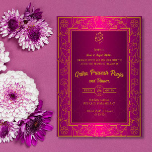 Indiska Hindu Houseuppvärmta Griha Pravesh Inbjudningar