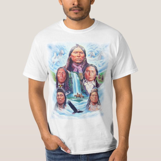 Indiska hövdingar Native American Manar White Valu T Shirt (Framsida)
