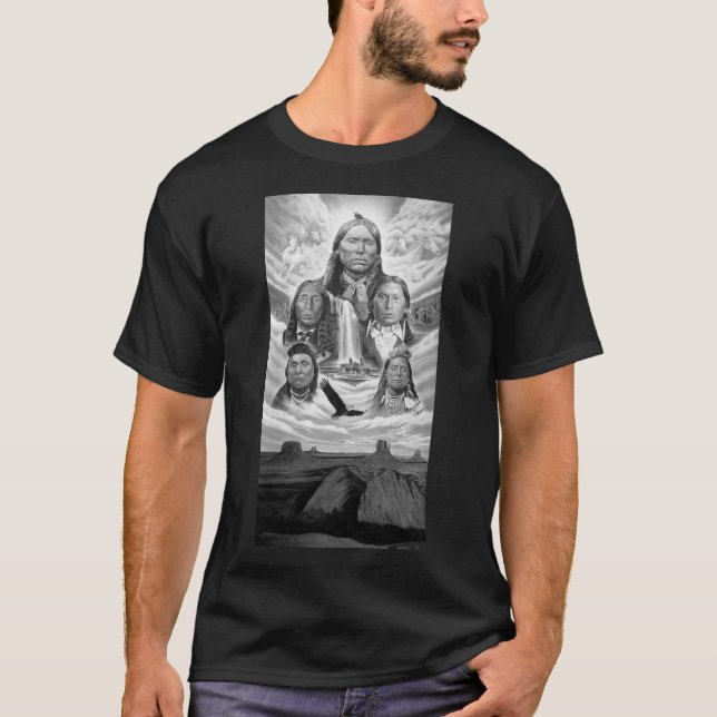 Indiska hövdingar Painting Native American Manar B T Shirt (Framsida)