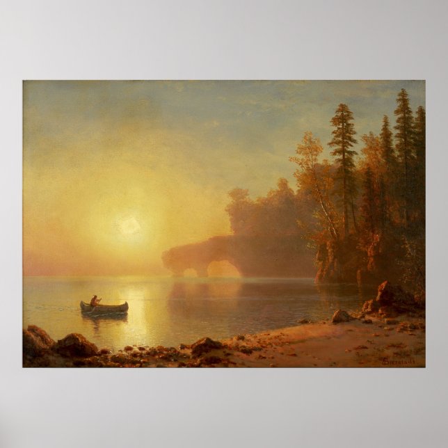 Indiska kanot av Albert Bierstadt Poster (Framsidan)