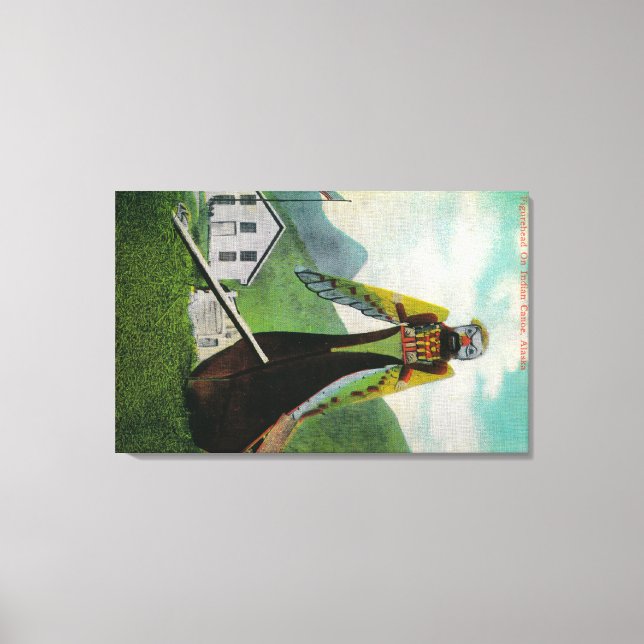 Indiska kanot med Figurehead i Alaska Canvastryck (Framsida)