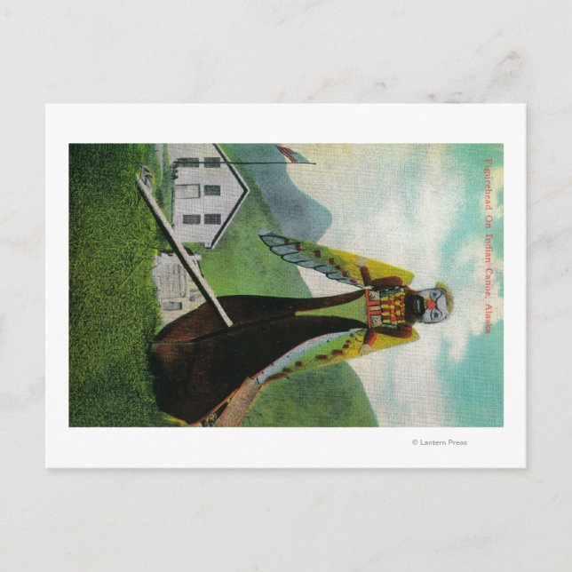 Indiska kanot med Figurehead i Alaska Vykort (Framsida)