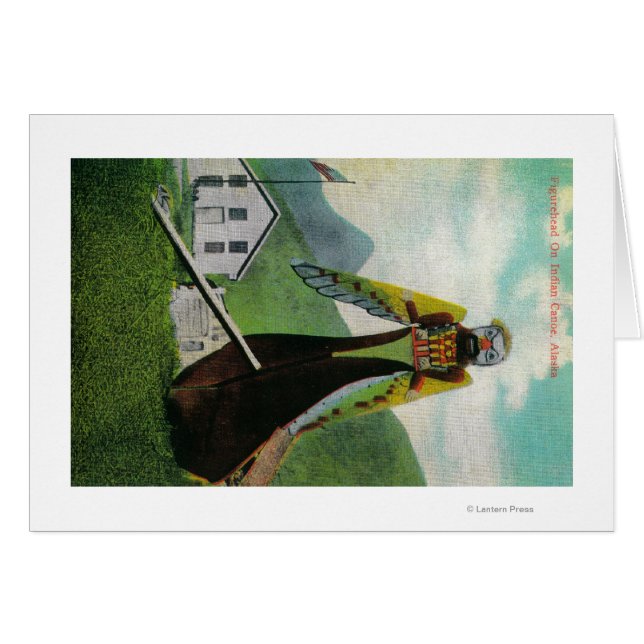 Indiska kanot med Figurehead i AlaskaState Hälsningskort (Framsidan Horizontal)