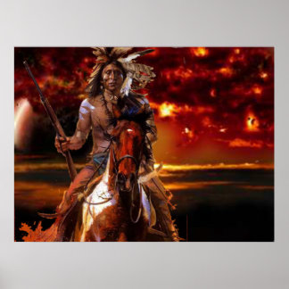 Indiska krigaren Riding genom elden Poster