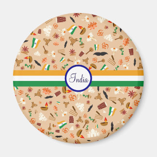 Indiska kulturföremål med flagga och text magnet