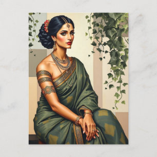 Indiska kvinnokonsten Porträtt Wall Art Vykort