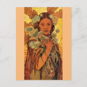 indiska kvinnor av alfons Mucha - Art nouveau Vykort