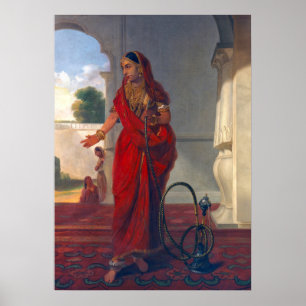 indiska kvinnor Smoking Hookah Poster