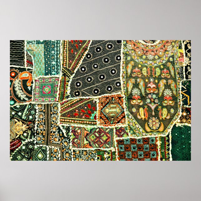 Indiska lapptäcket i Rajasthan, Asien Poster (Framsidan)