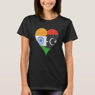 Indiska libyska Flagga Heart T Shirt