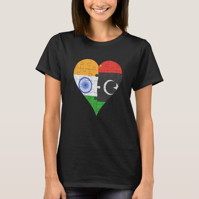 Indiska libyska Flagga Heart T Shirt (Framsida)