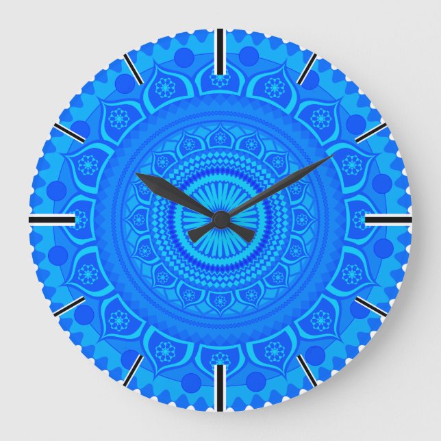 Indiska mandala Blue Stor Klocka (Framsida)