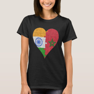 Indiska marockanska Flagga Heart T Shirt