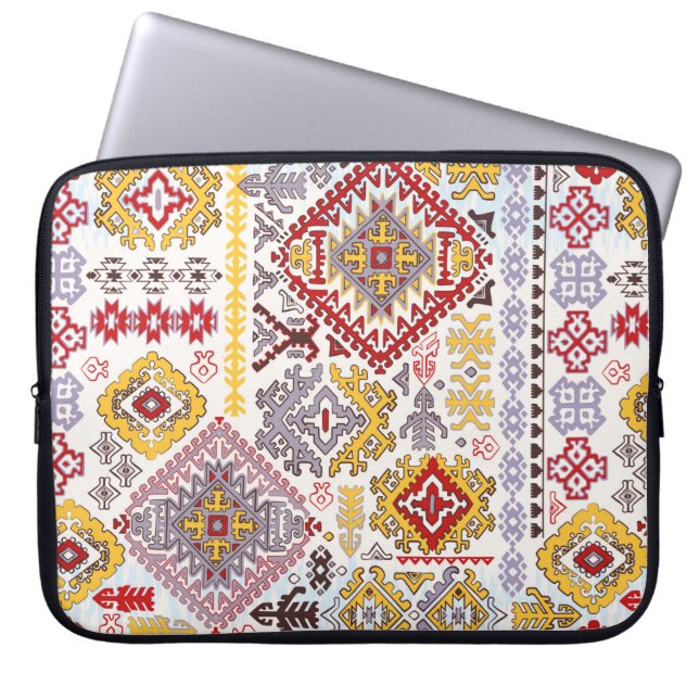 Indiska matta paisley ornament mönster. Ethnic Man Laptop Fodral (Framsidan)