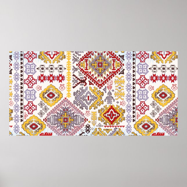 Indiska matta paisley ornament mönster. Ethnic Man Poster (Framsidan)