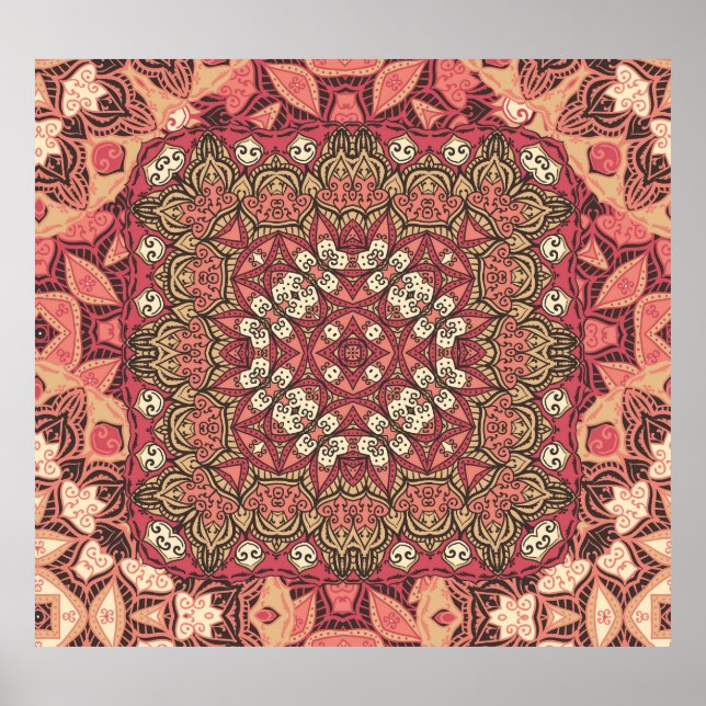 Indiska medaljoner, boho etnisk prydnad poster (Framsidan)