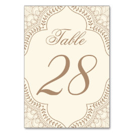 Indiska Mehndi-Bordsnumret | Redigerbart Färg Bordsnummer