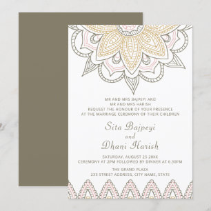 Indiska Mehndi Hindu Elegant Snyggt Bröllop Inbjudningar