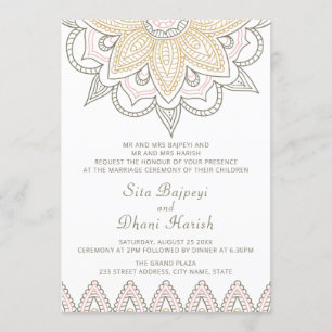 Indiska Mehndi Hindu-Eleganten sofistikerad Bröllo Inbjudningar