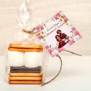 Indiska möhippa par med hundar-karikatyrfördel gåvor etiketter