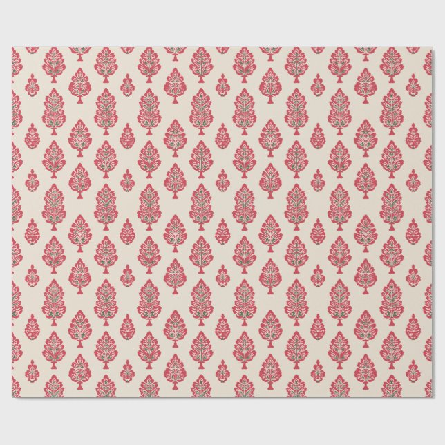 Indiska Mönster på Beige Background Wrapping Pappe Presentpapper (Platt)