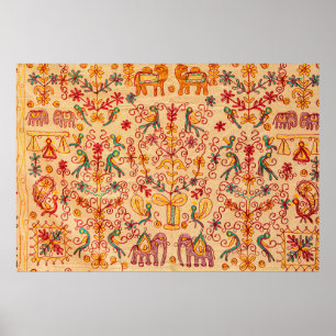 Indiska mönster på fabricindian, tyg, india, född poster