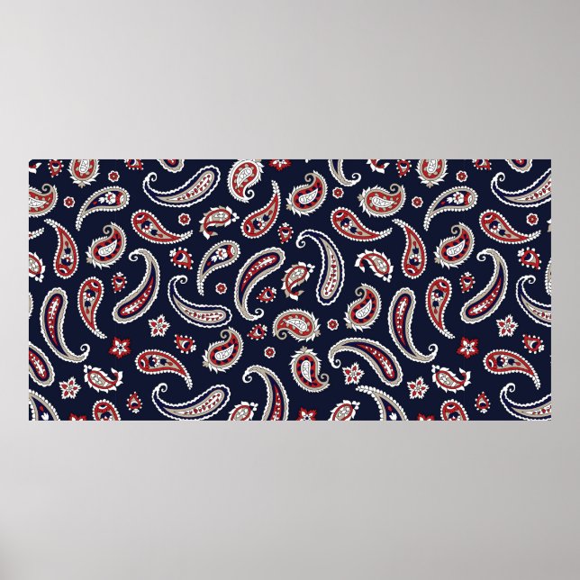 Indiska mönster, traditionell paisley på marinflot poster (Framsidan)