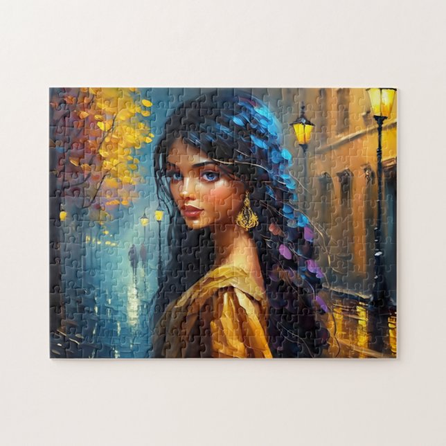 Indiska motiv, digital modern, färgstark pussel (Horisontell)