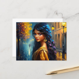 Indiska motiv, digital modern, färgstark vykort