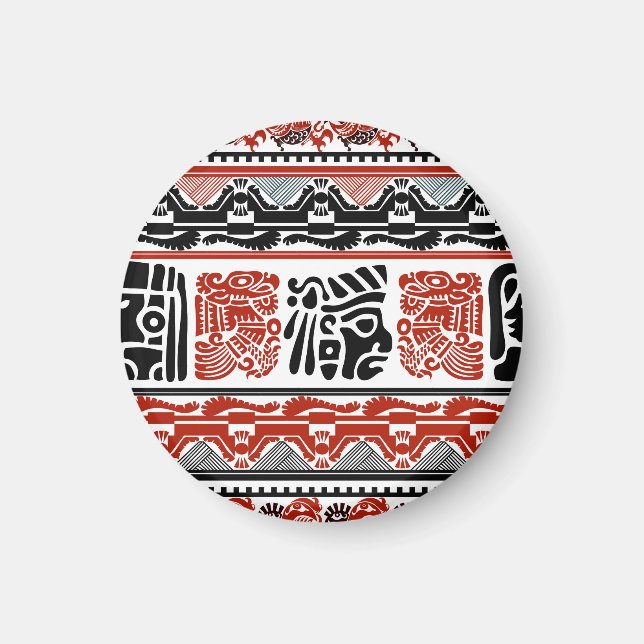 Indiska motiv, svart röd, sömlös mönster. magnet (Framsidan)