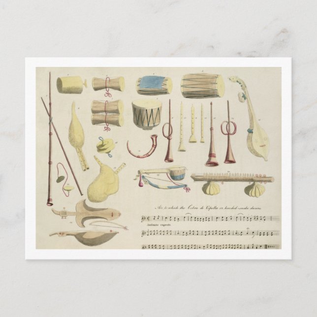 Indiska musikinstrument, plåt 23 från Orienta Vykort (Framsida)