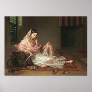 Indiska muslimska kvinnor Smoking Hookah Poster