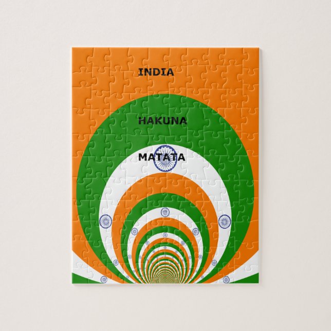 Indiska nationsflaggans färger Design. Hakuna Mata Pussel (Vertikal)