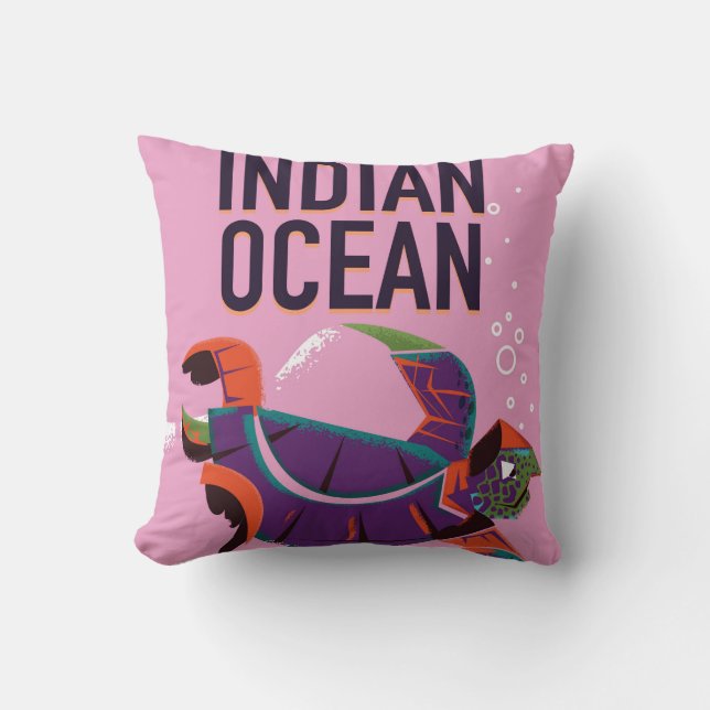 Indiska oceanen vintage resaffisch kudde (Framsida)